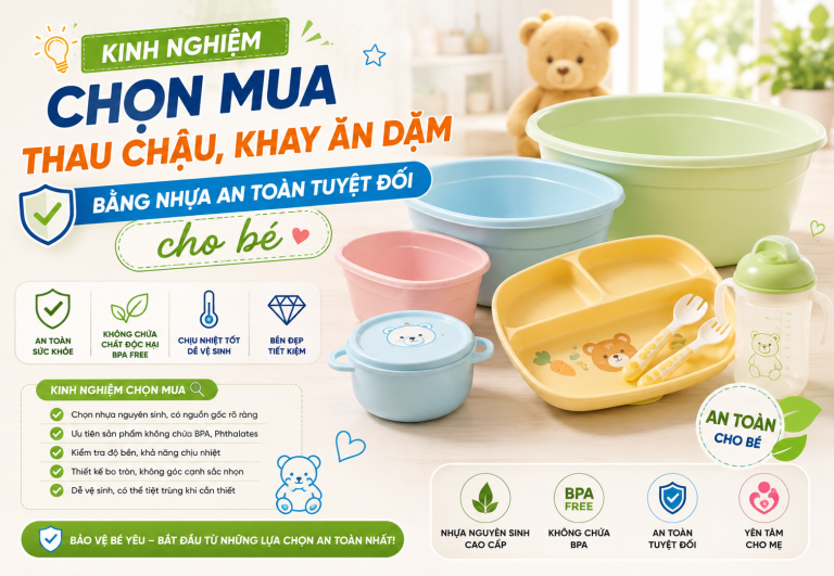 KINH NGHIỆM CHỌN MUA THAU CHẬU, KHAY ĂN DẶM BẰNG NHỰA AN TOÀN CHO BÉ