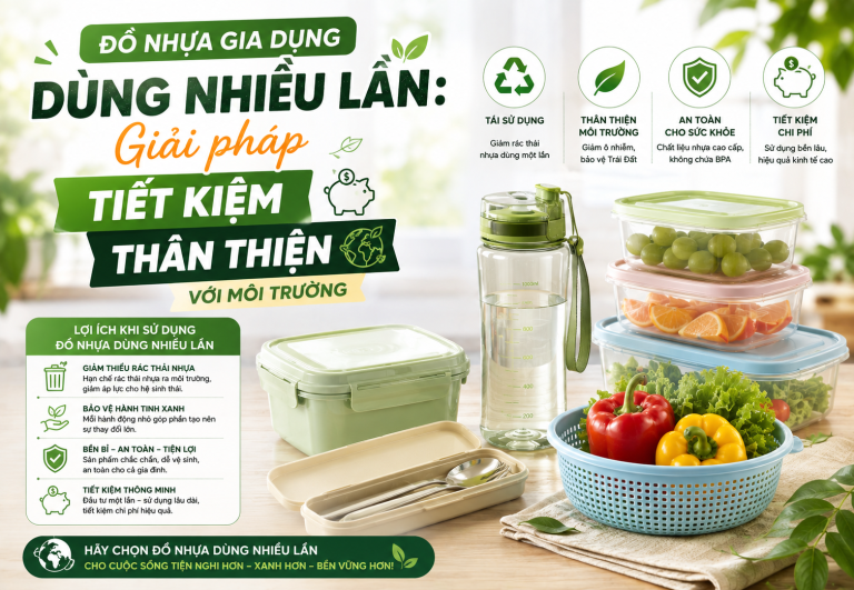 ĐỒ NHỰA GIA DỤNG DÙNG NHIỀU LẦN: GIẢI PHÁP TIẾT KIỆM VÀ THÂN THIỆN VỚI...
